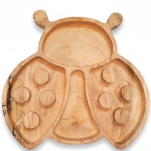 montessori neem wooden ladybug plate