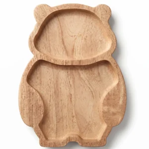 montessori neem wooden bear shaped plate