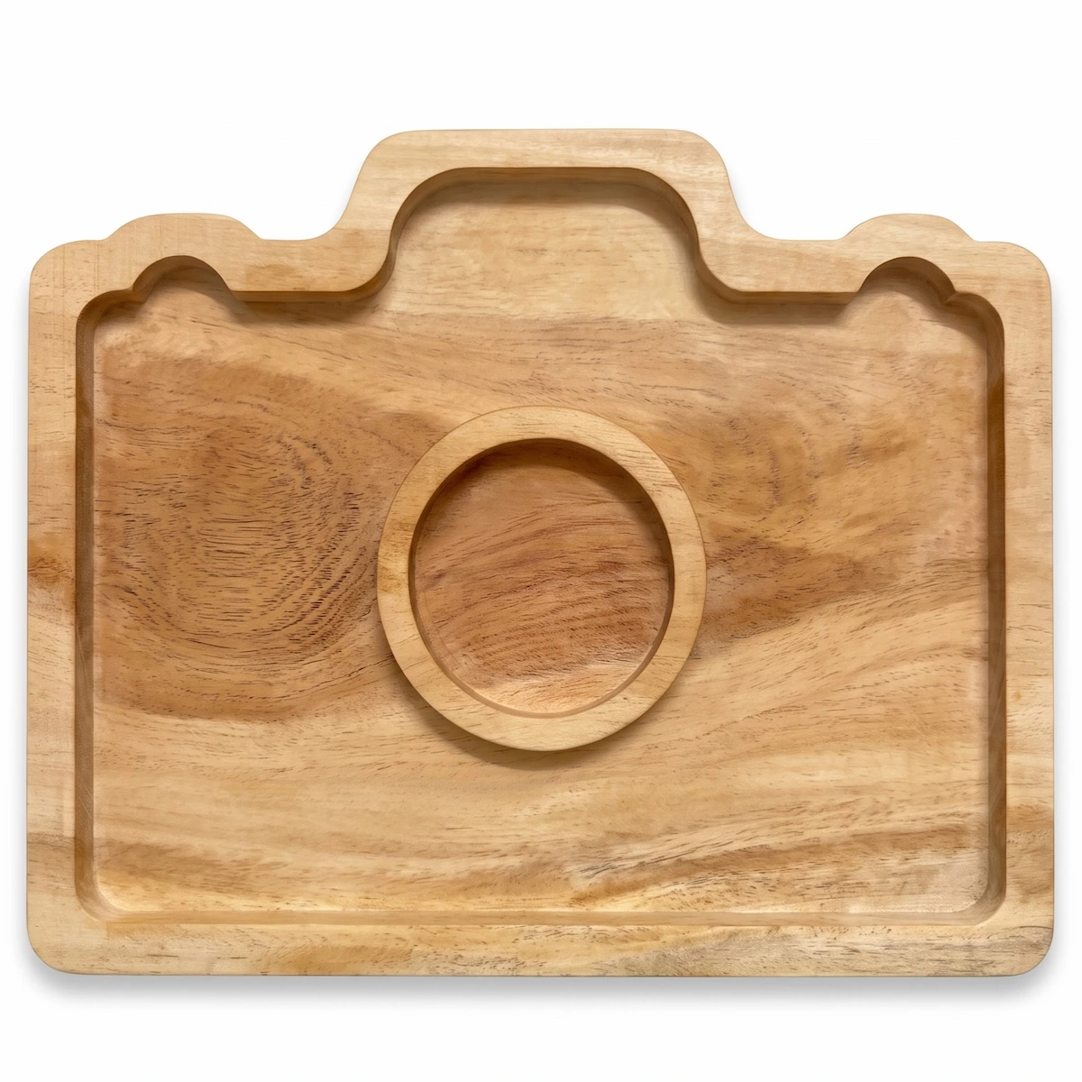 montessori neem wooden camera shaped plate