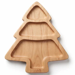 montessori neem wooden christmas tree shaped plate