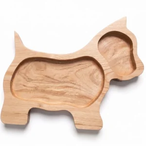 montessori neem wooden dog shaped plate