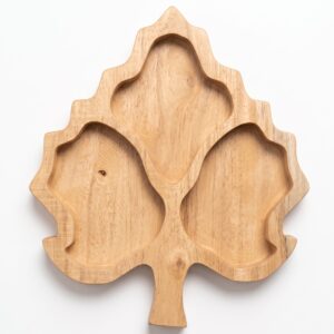 montessori neem wooden leaf shaped plate