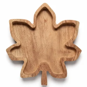 montessori neem wooden maple leaf shaped plate