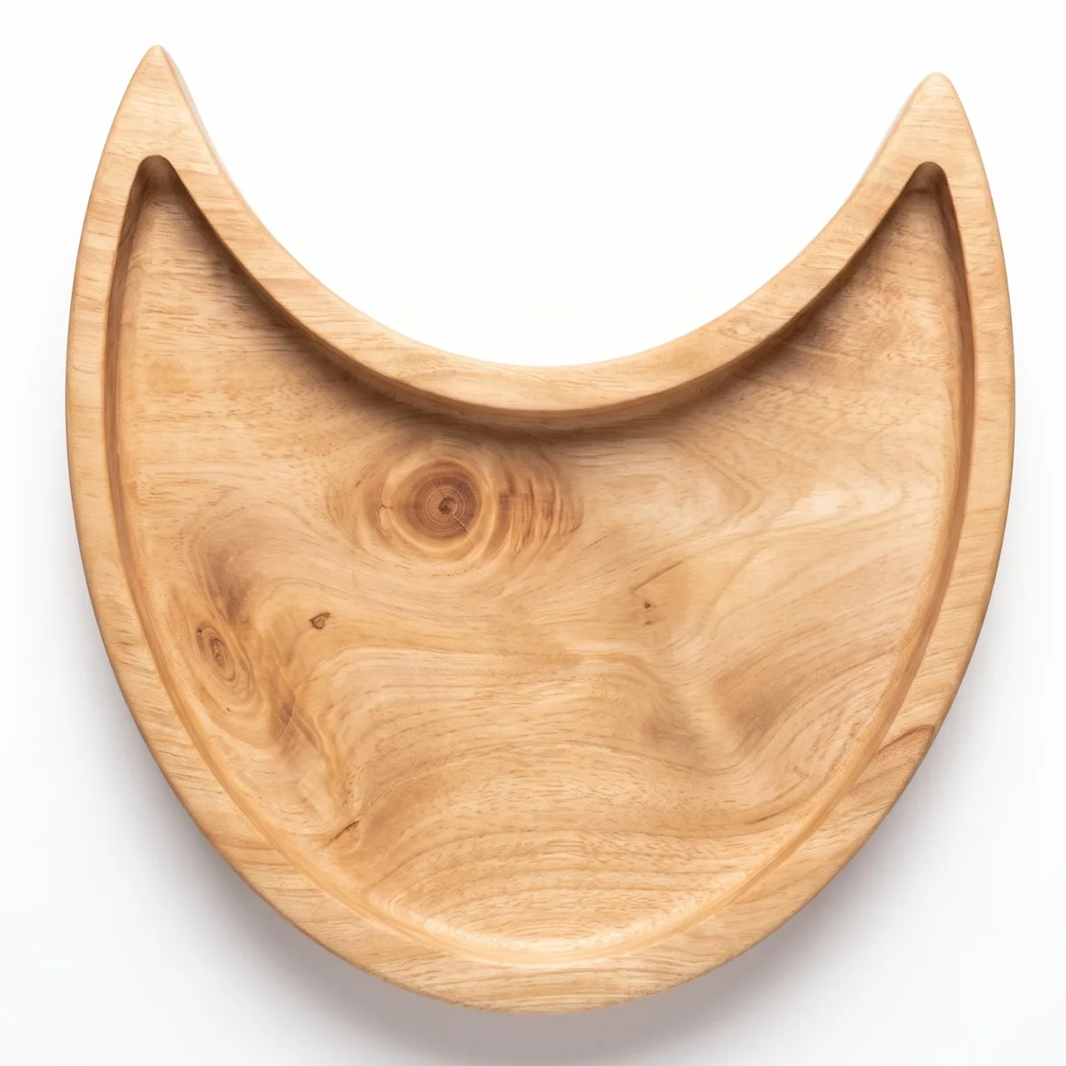 montessori neem wooden moon shaped plate