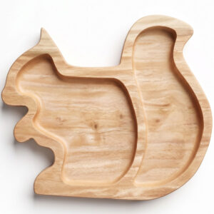 montessori neem wooden squirrel plate