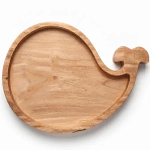 montessori neem wooden whale shaped plate