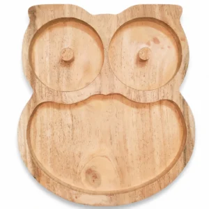 montessori neem wooden owl plate